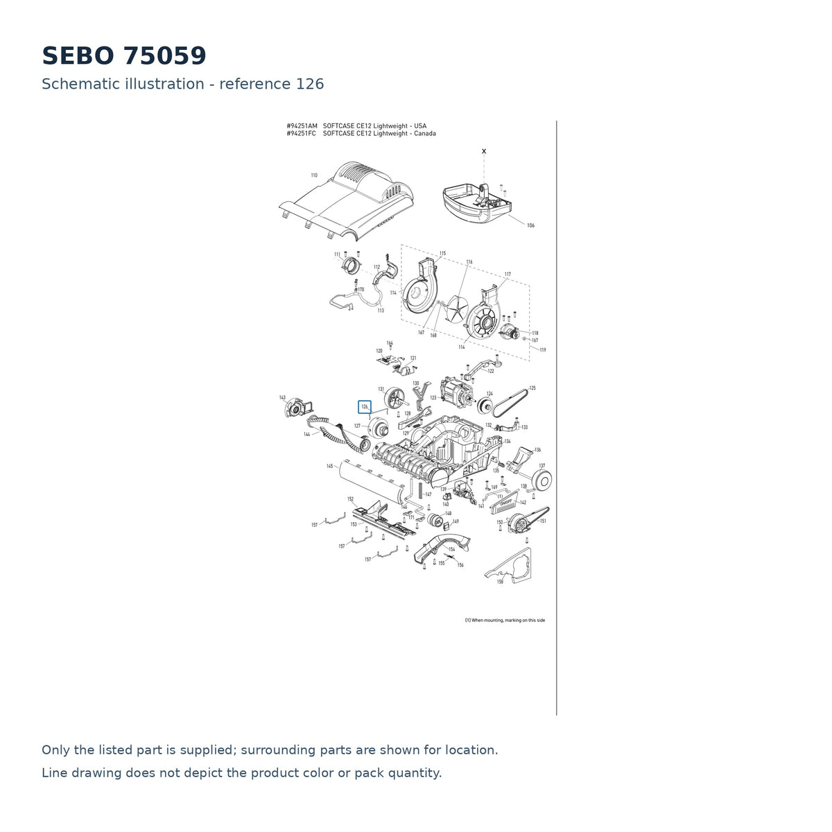 SEBO 75059 schematic illustration; reference 126; only the listed part supplied