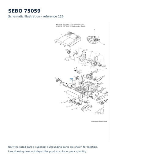 SEBO 75059 schematic illustration; reference 126; only the listed part supplied