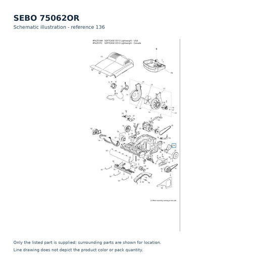 SEBO 75062OR schematic illustration; reference 136; only the listed part supplied