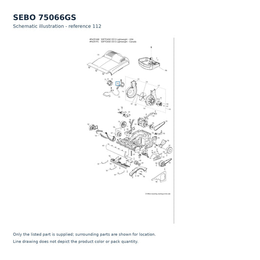 SEBO 75066GS schematic illustration; reference 112; only the listed part supplied
