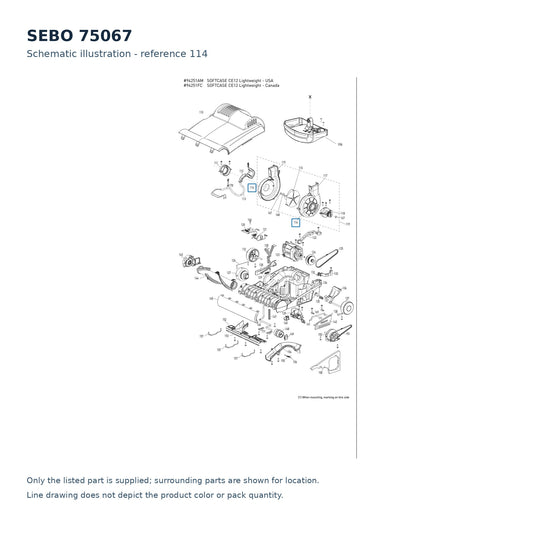 SEBO 75067 schematic illustration; reference 114; only the listed part supplied