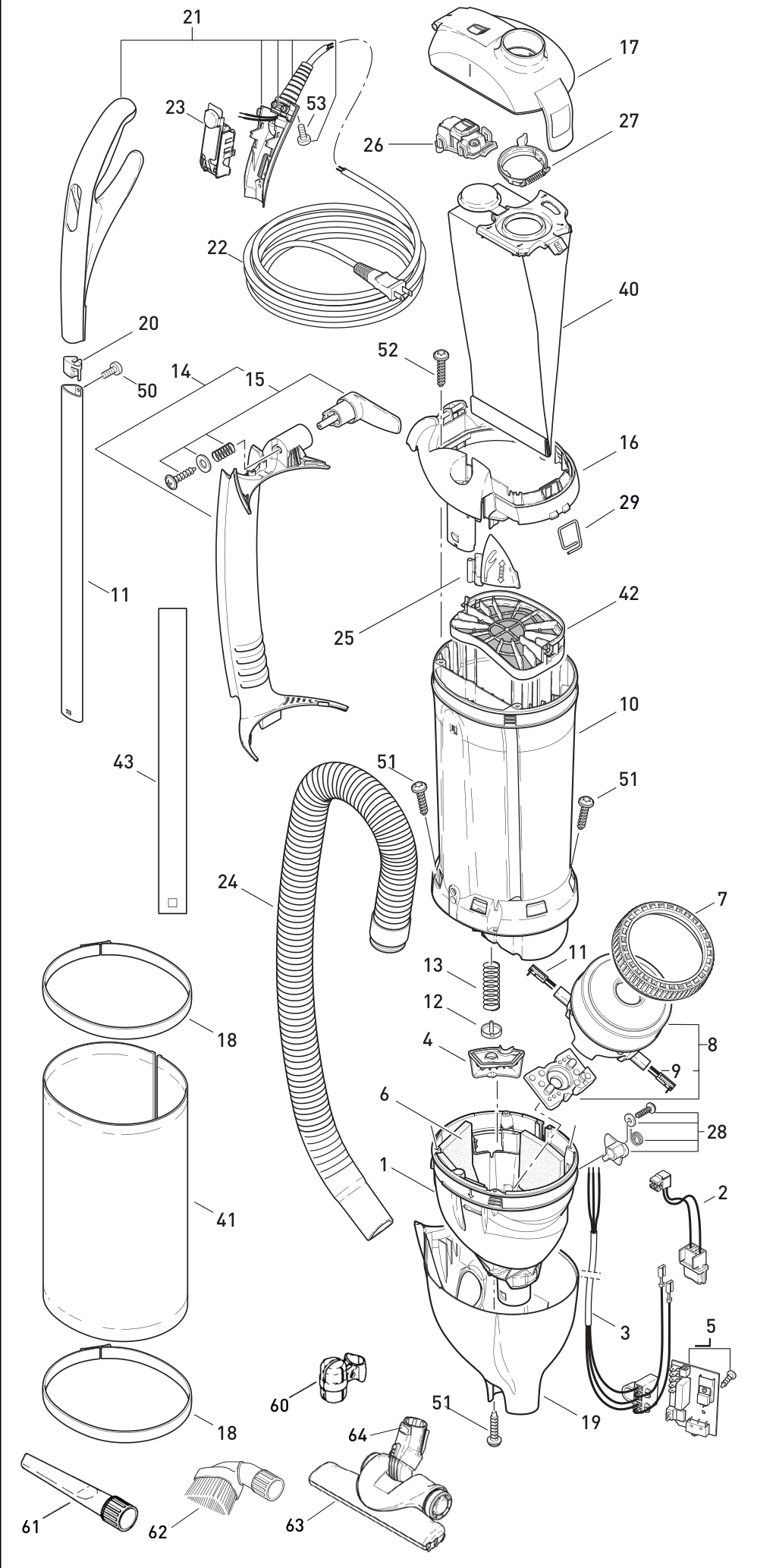 SEBO FELIX exploded parts diagram