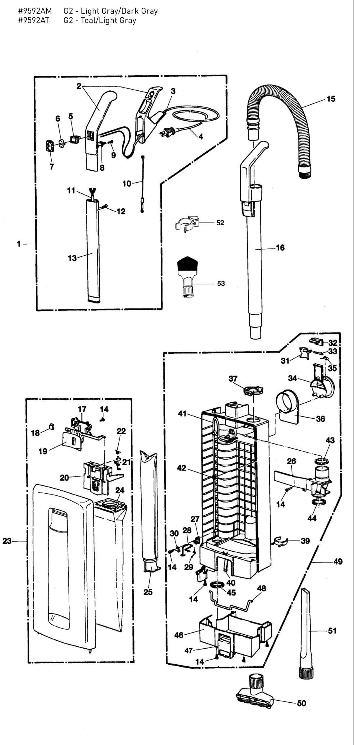 SEBO ESSENTIAL G2 exploded parts diagram