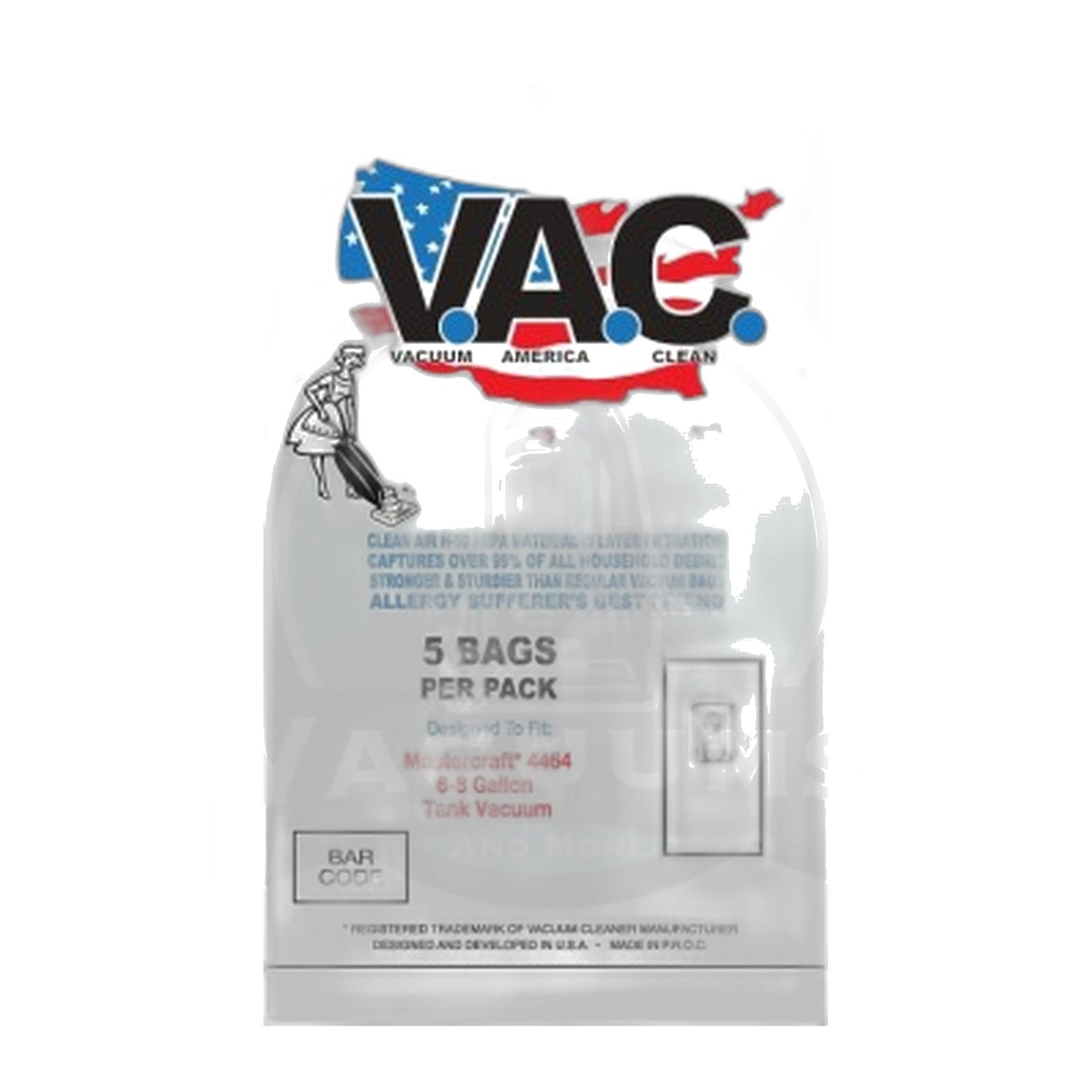 Perfect V.A.C. Mastercraft 4464 HEPA Filter Vacuum Bags 5-Pack